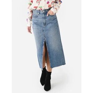 SLVRLAKE Midi Denim Skirt Front Slit Size 25